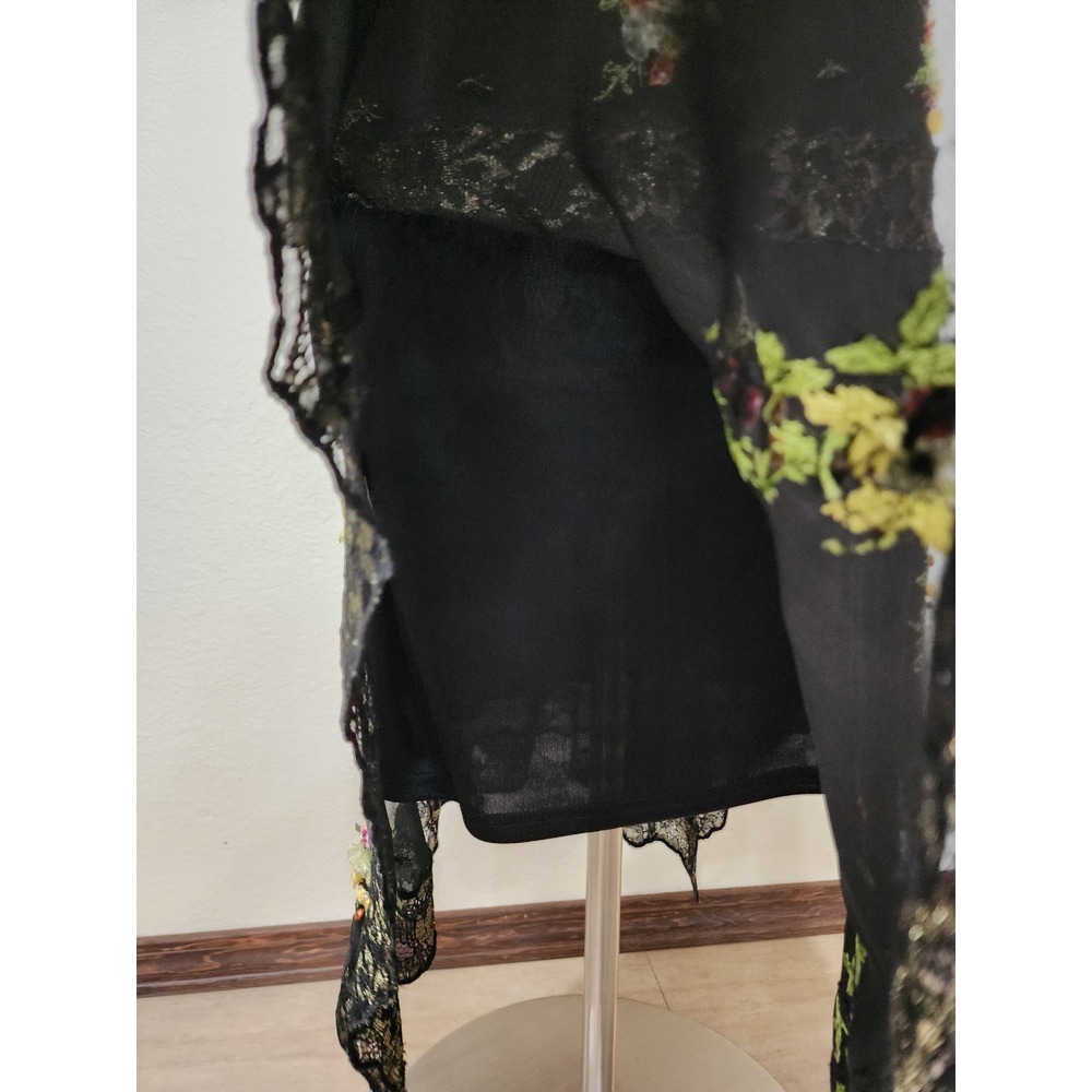 Vintage Sue Wong Silk Fairy Dress 90s Y2K Embroidered Floral Lace Black size 6 - Picture 8 of 16